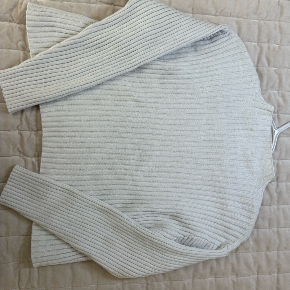 Zara Cream Cowl Neck Sweater with Ribbed Knit